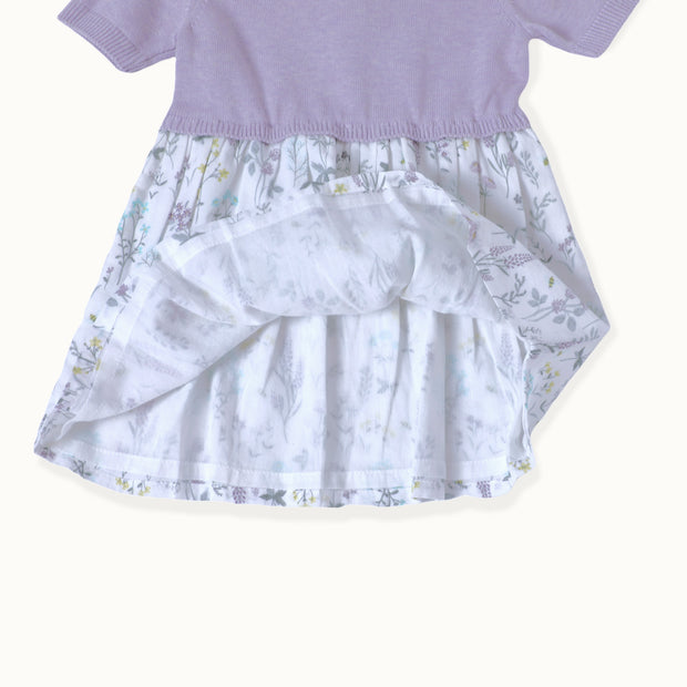 Lavender Floral Sweater Dress & Tights for Babies (2pc Set) - Organic Cotton