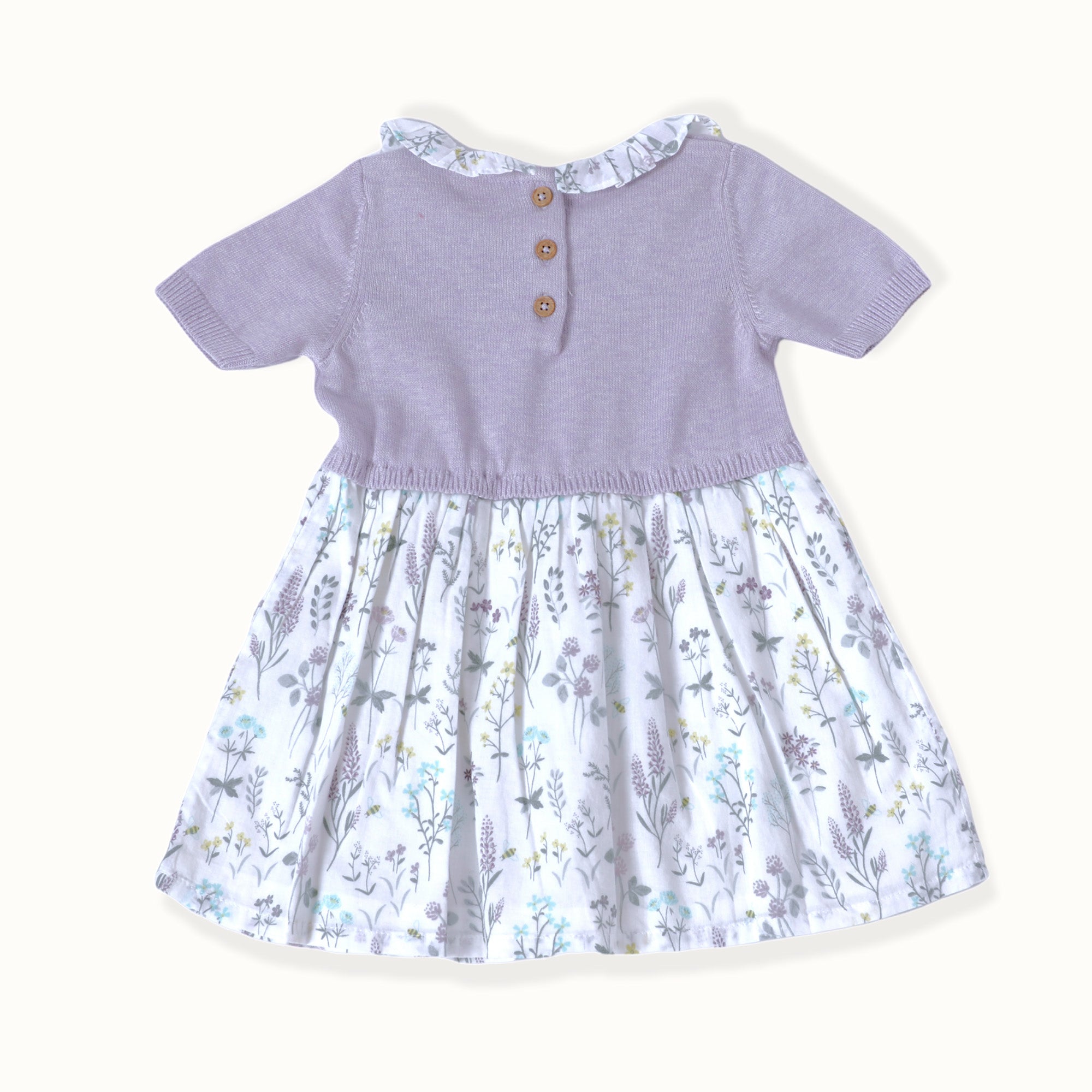 Lavender Floral Sweater Dress & Tights for Babies (2pc Set) - Organic Cotton