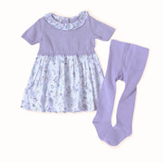 Lavender Floral Sweater Dress & Tights for Babies (2pc Set) - Organic Cotton