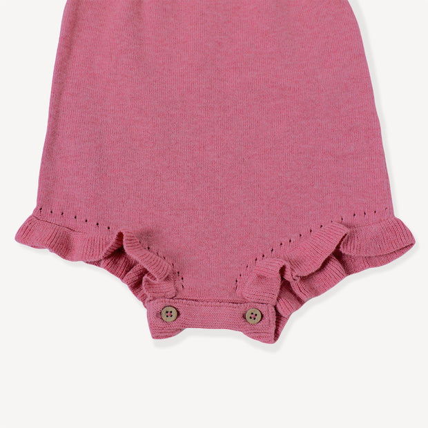 Rose Heather Knit Short Ruffle Romper, Bodysuit & Tights Set (Organic Cotton)