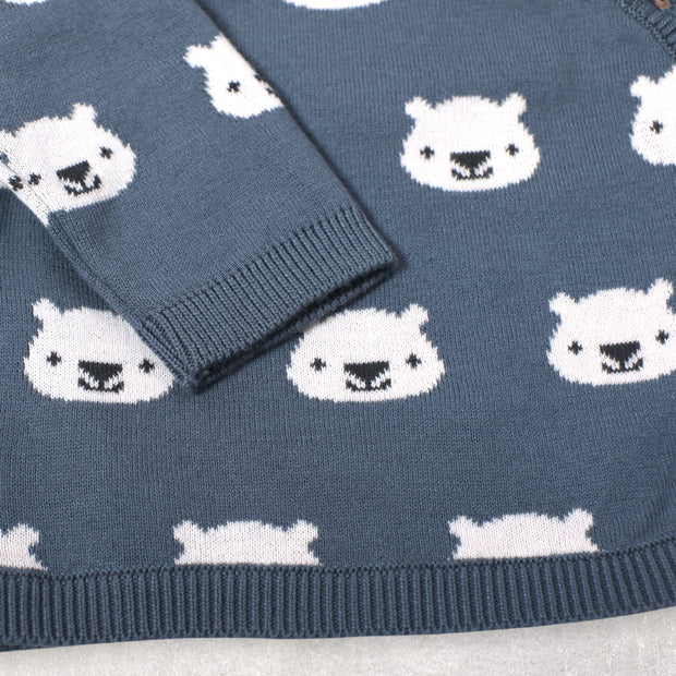 Cozy Bear Jacquard Knit Side Button Sweater (Organic Cotton) – Viverano