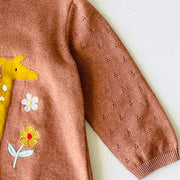 Floral Giraffe Embroidered Sweater knit Baby Dress (Organic)