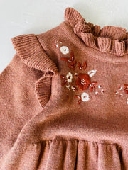 Floral Embroidered Bubble Baby Romper (Organic Cotton)