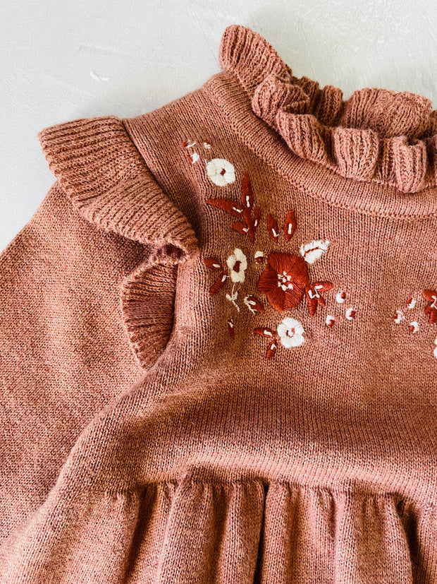 Floral Embroidered Bubble Baby Romper (Organic Cotton)