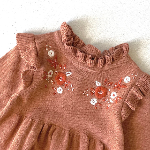 Floral Embroidered Bubble Baby Romper (Organic Cotton)