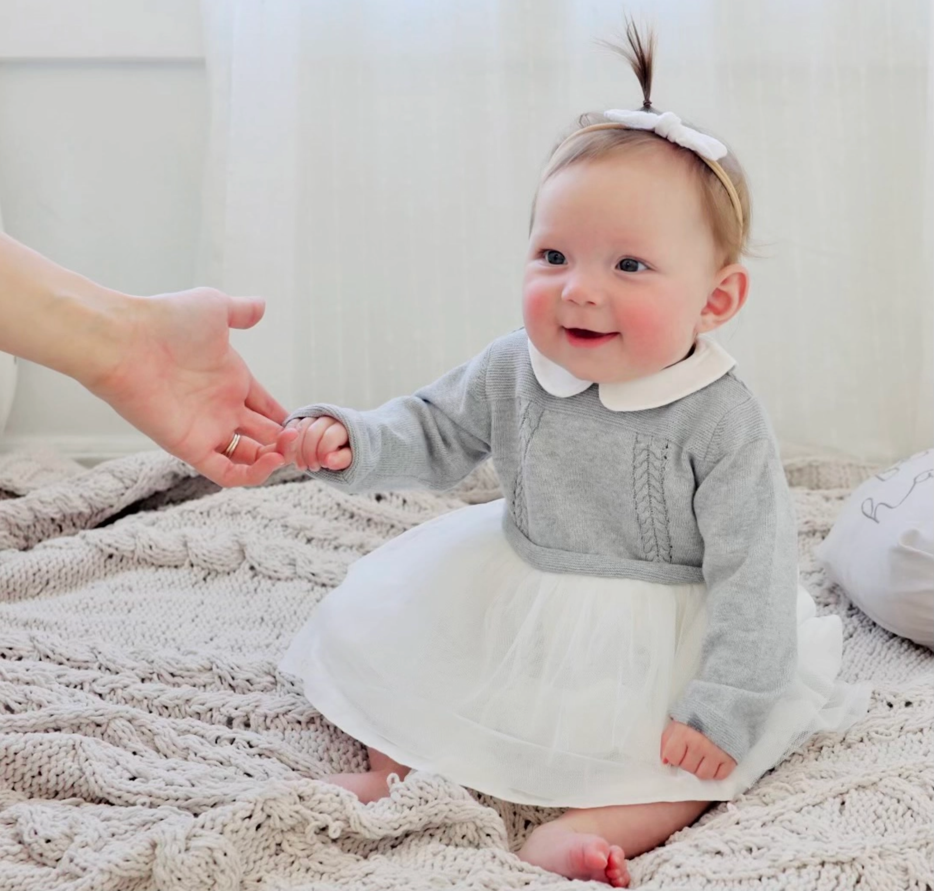 Milan White Peter Pan Sweater Knit Baby Girl Tutu Dress