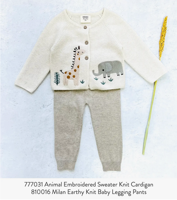 Animal Safari Embroidered Baby Cardigan Sweater (Organic) by Viverano Organics