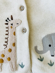 Animal Safari Embroidered Baby Cardigan Sweater (Organic) by Viverano Organics