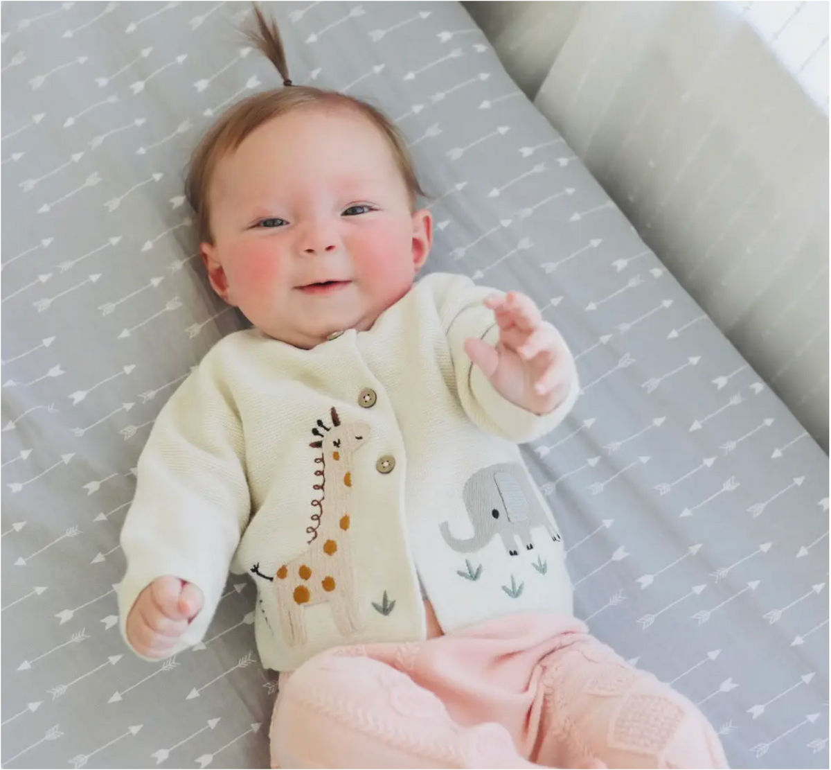 Viverano Organics Cherry Embroidered Sweater Knit Baby Cardigan main image 0