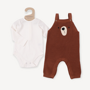 Bear Knit Overall Baby Jumpsuit Romper & Bodysuit Set (Organic Cotton)