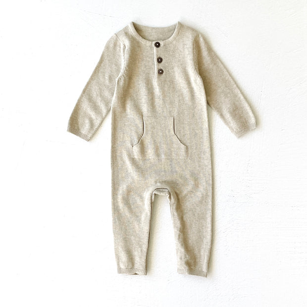 Milan Earthy Knit Kangaroo Pocket Jumpsuit (Organic Cotton) Viverano Organic Baby Clothes