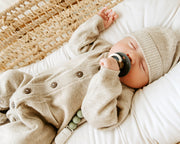 Milan Earthy Knit Shawl Collar & Pocket Baby Jumpsuit (Organic Cotton) by Viverano Organic Baby