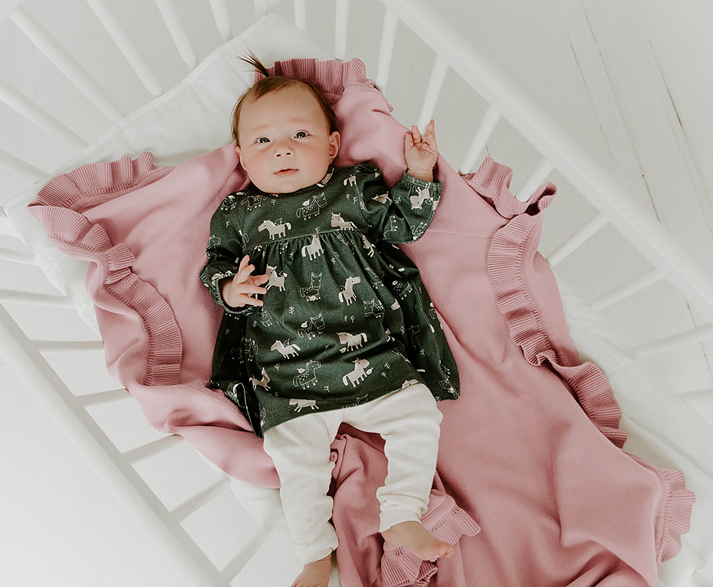 Milan Earthy Knit Classic Baby Ruffle Blanket (Organic Cotton) by Viverano Organics