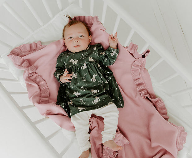 Milan Earthy Knit Classic Baby Ruffle Blanket (Organic Cotton) by Viverano Organics