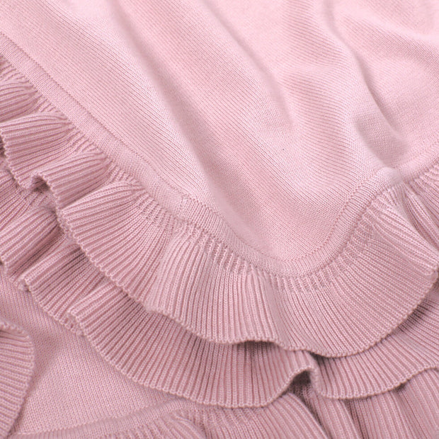 Milan Earthy Knit Classic Baby Ruffle Blanket (Organic Cotton) by Viverano Organics
