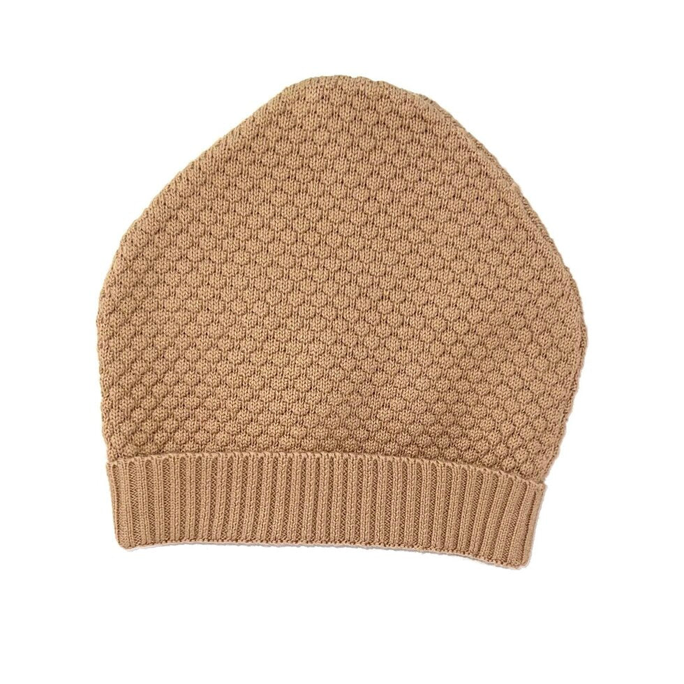 Organic Cotton Milan Earthy Knit Baby Round Hat, Earth Brown Waffle