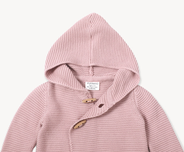 Milan Earthy Hooded Button Sweater Knit Baby Jacket (Organic Cotton) Viverano Organic Baby Clothes