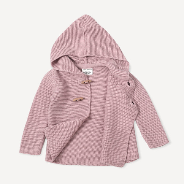 Milan Earthy Hooded Button Sweater Knit Baby Jacket (Organic Cotton) Viverano Organic Baby Clothes