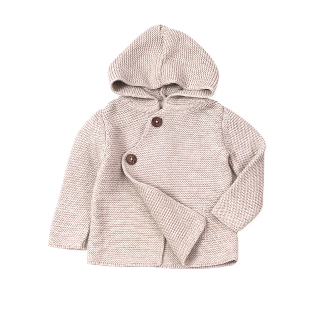 Milan Earthy Hooded Button Sweater Knit Baby Jacket (Organic Cotton) 