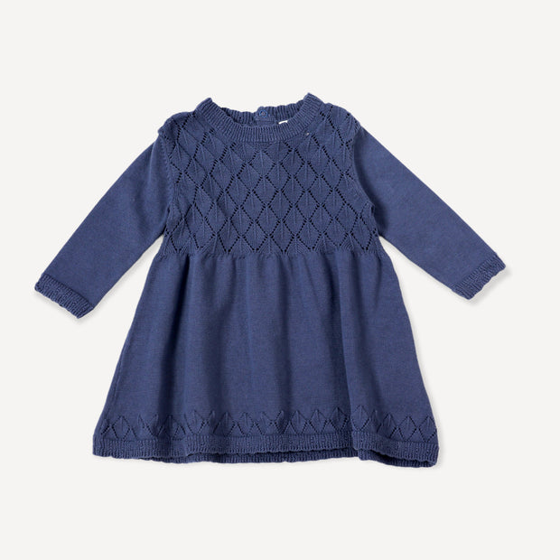 Milan Earthy Baby Pointelle Sweater Knit Dress - 2 Colors (Organic Cotton) by Viverano Organic Baby Clothes