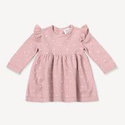 Milan Earthy Knit Ruffle & Bobble Girl Dress (Organic Cotton) Viverano Organic Baby Clothing