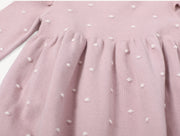 Milan Earthy Knit Ruffle & Bobble Girl Dress (Organic Cotton) Viverano Organic Baby Clothing