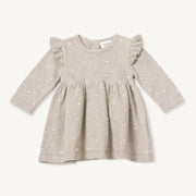 Milan Earthy Knit Ruffle & Bobble Girl Dress (Organic Cotton) Viverano Organic Baby Clothing