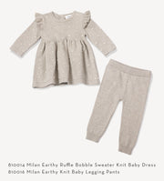 Milan Earthy Knit Ruffle & Bobble Girl Dress (Organic Cotton) Viverano Organic Baby Clothing