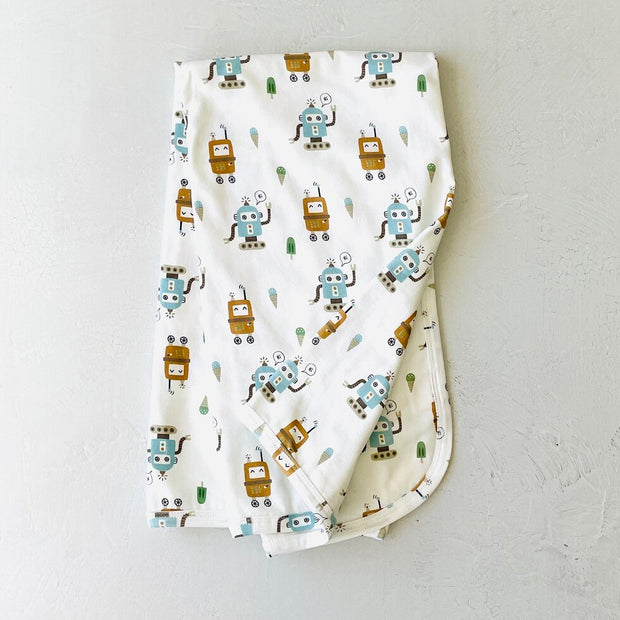 Ice Cream Robots Reversible Baby Blanket (Organic Jersey)