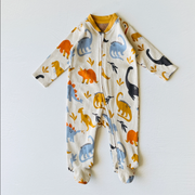 Dino Jungle Jacquard Baby Zipper Footie Coverall (Organic)