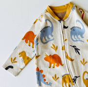 Dino Jungle Jacquard Baby Zipper Footie Coverall (Organic)