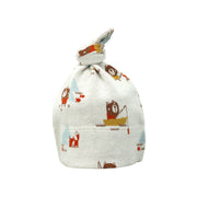 Camping Bear & Fox Jacquard Baby Knot Hat (Organic Cotton)