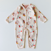 Camping Bear Classic Button Jacquard Baby Jumpsuit (Organic Cotton) by Viverano