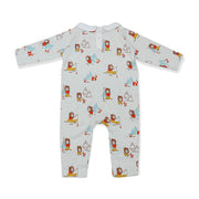 Camping Bear & Fox Peter Pan Collar Jacquard Knit Baby Jumpsuit (Organic Cotton)