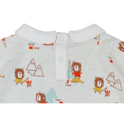 Camping Bear & Fox Peter Pan Collar Jacquard Knit Baby Jumpsuit (Organic Cotton)