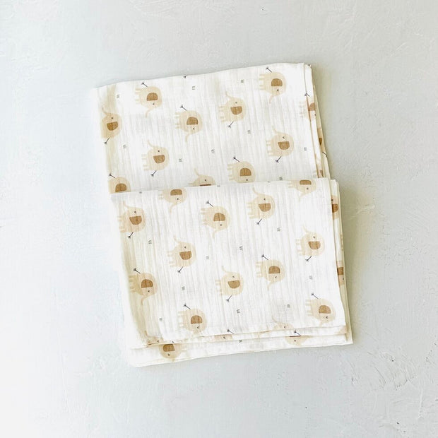 Elephant Baby Swaddle Blanket (Organic Muslin)