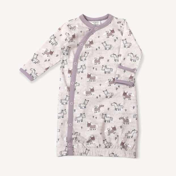 Horse & Bird Baby Kimono Sleep Gown (Organic Cotton)