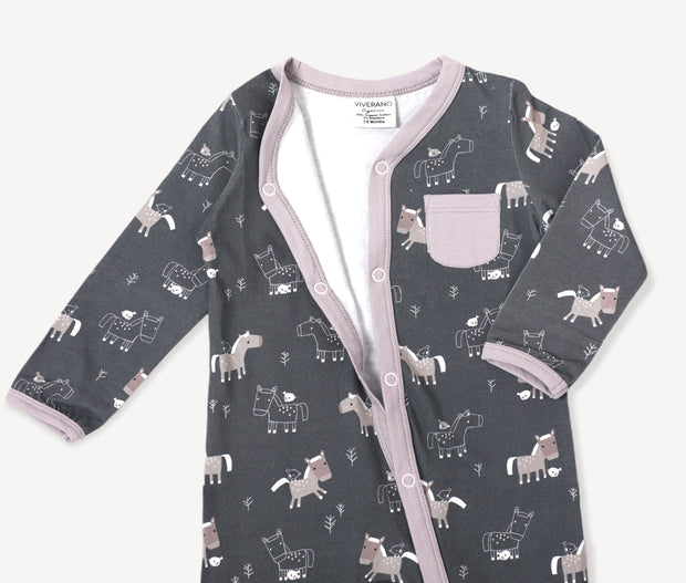 Horse & Bird Classic Button Baby Jumpsuit (Organic Cotton)