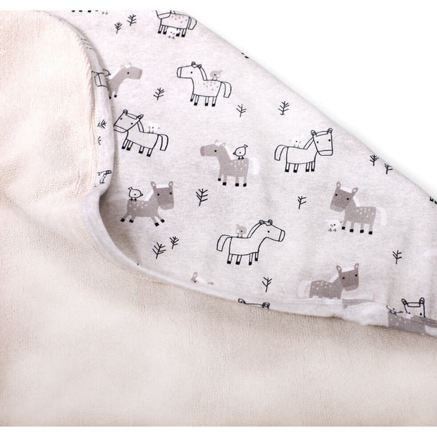 Horse & Bird Reversible Baby Hooded Towel (Organic Cotton)