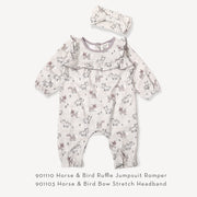 Horse & Bird Ruffle Baby Jumpsuit (Organic Cotton)