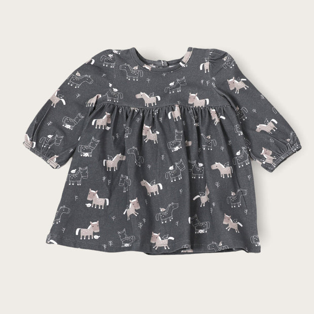 Horse & Bird Baby Flare Dress+ Bloomer Set (Organic Cotton)