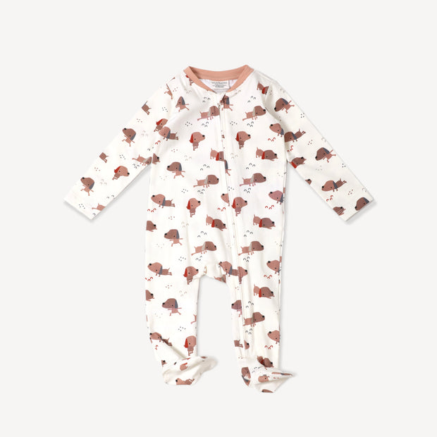 Yoga Dog Baby Zipper Footie Coverall (Organic Cotton)