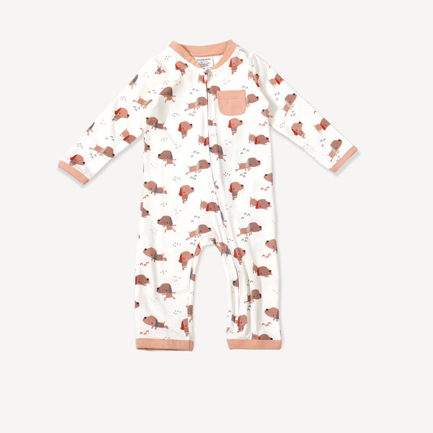 Yoga Dog Kangaroo Pocket Baby Jumpsuit (Organic Cotton)