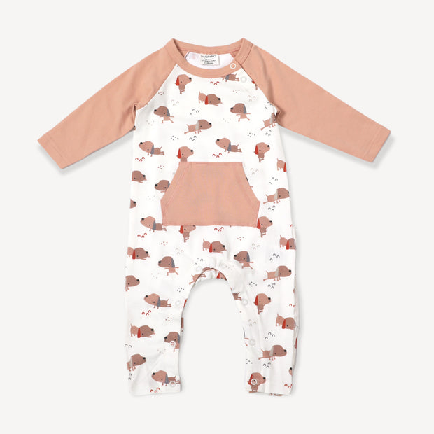 Yoga Dog Kangaroo Pocket Baby Jumpsuit (Organic Cotton)