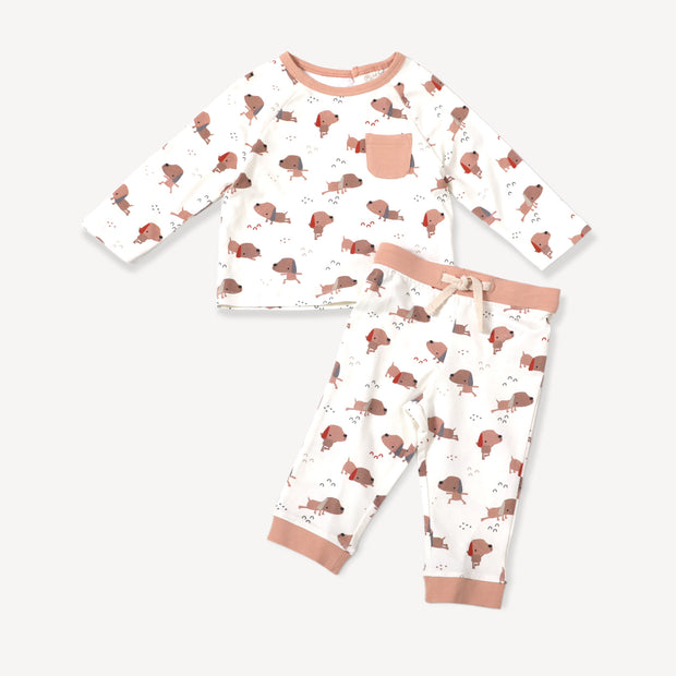 Yoga Dog Baby Playsuit Tee & Jogger Set (Organic Cotton)