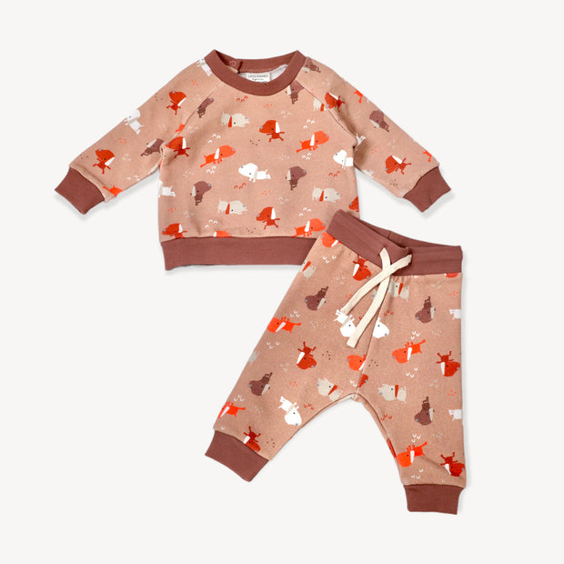 Yoga Dog FLEECE Baby Sweatshirt Jogger Set Organic Cotton