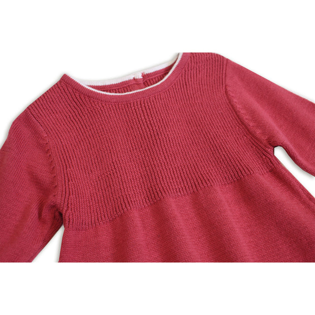 Marseille Organic Cotton Knit A-Line Long Sleeve Dress for Baby Girl by Viverano