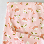 Gardenia Whale Reversible Baby Blanket (Organic Jersey)