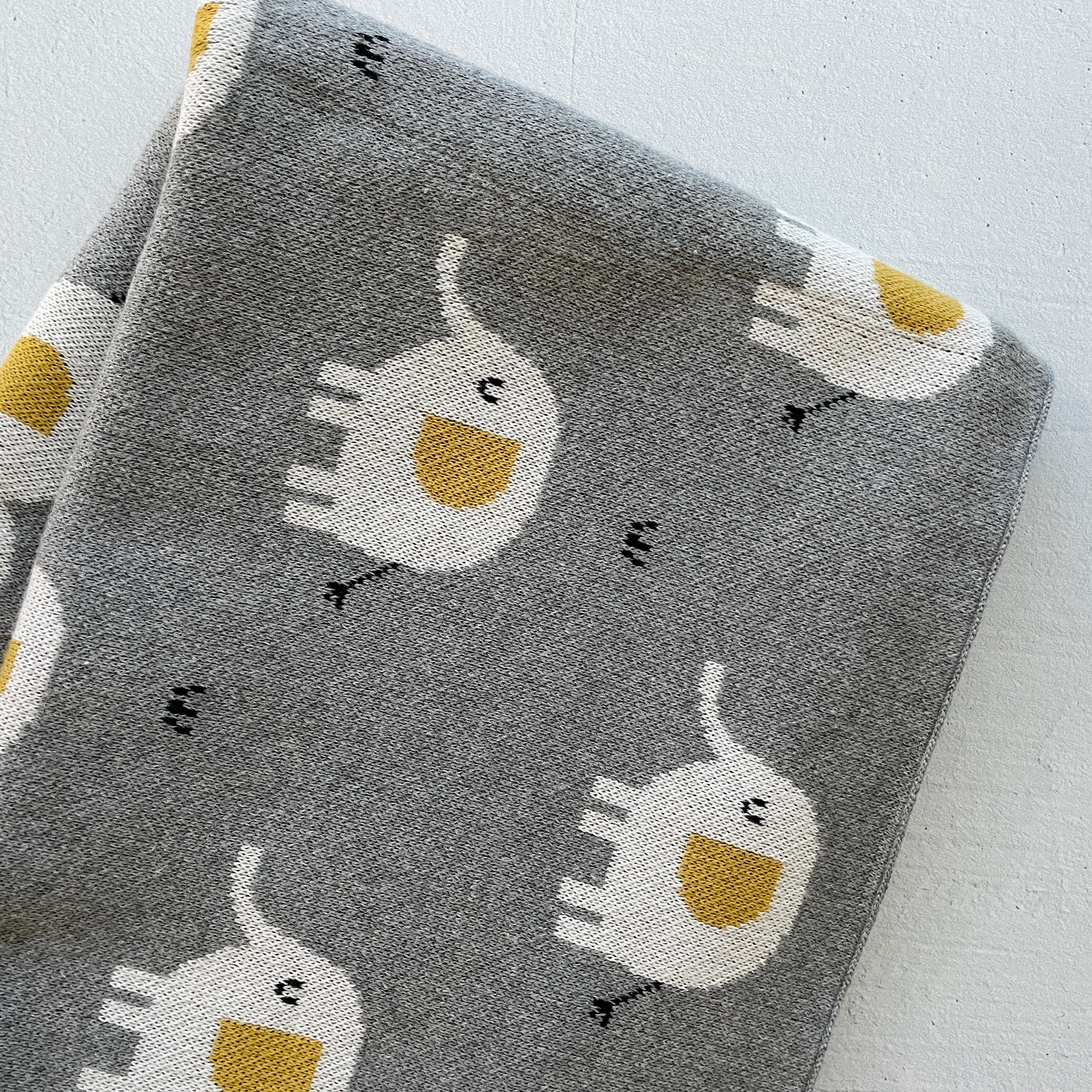 Elephant Jacquard Knit Baby Blanket & Lovey SET (Organic)
