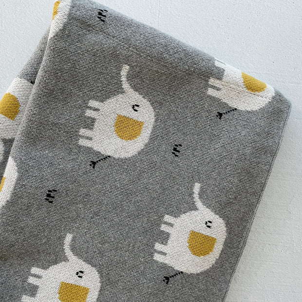 Elephant Jacquard Knit Baby Blanket & Lovey SET (Organic)